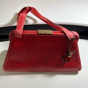 Vintage Austrian Red Leather Satchel